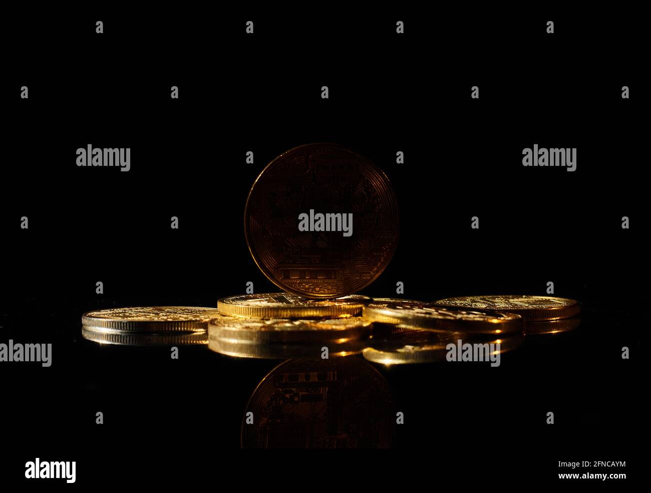 Dark altcoin on market. New cryptocurrency on a top of coins against black  mirror surface. Black crypto token. Noname or nameless coin. Independent st  Stock Photo - Alamy