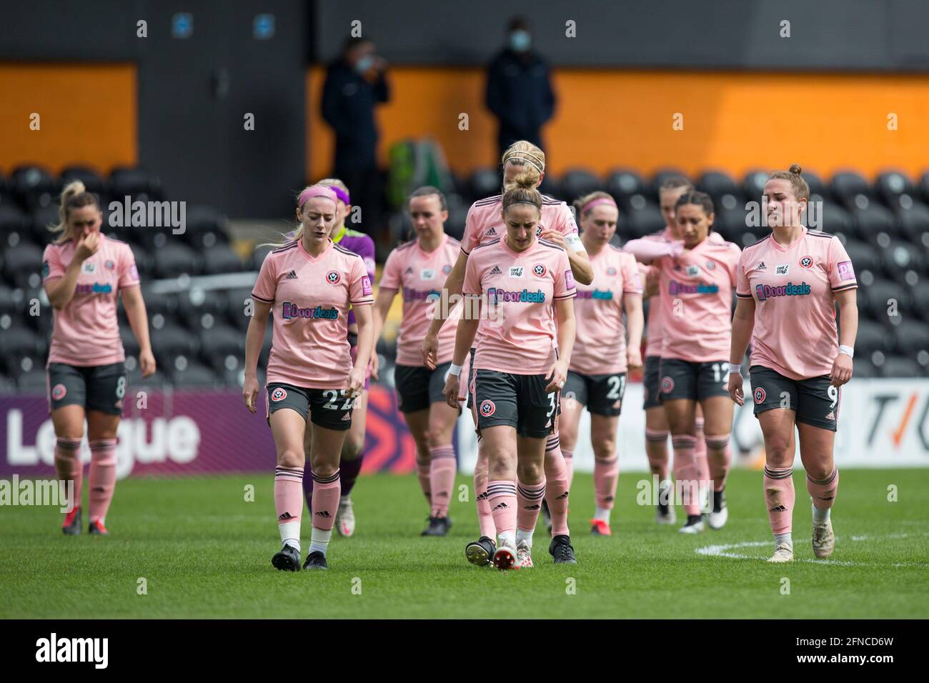 London, UK. 16th May, 2021. London, UK. May 2nd : Sheffield squad walks during the 2020-21 FA Women's Cup fixture between Tottenham Hotspur and Sheffield United at The Hive. Credit: Federico Guerra Morán/Alamy Live News Stock Photo