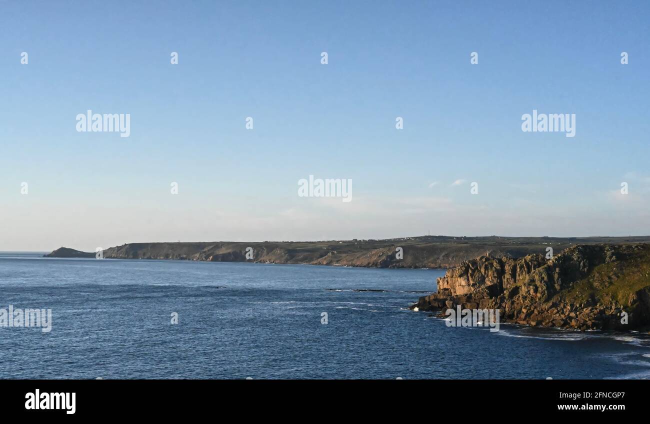 beautiful coastal view with rocky cliffs stretching to the horizon Stock Photo