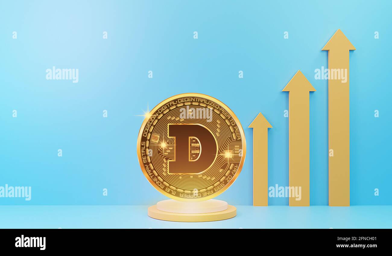 Dogecoin coin background. Dogecoin cryptocurrency forecast . Price  increase, growth. Fluctuations and forecasting of the cryptocurrency rate.  Dogecoin Stock Photo - Alamy