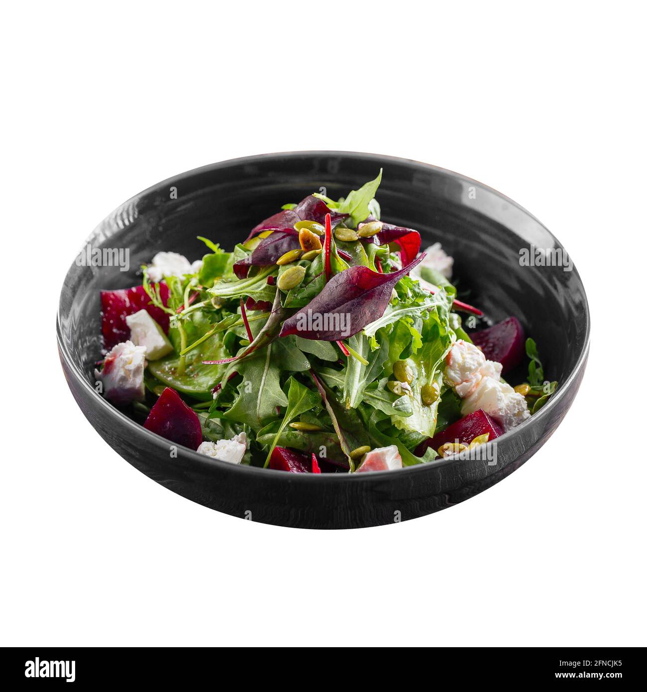 Isolated bowl of beetroot salad with feta cheese Stock Photo