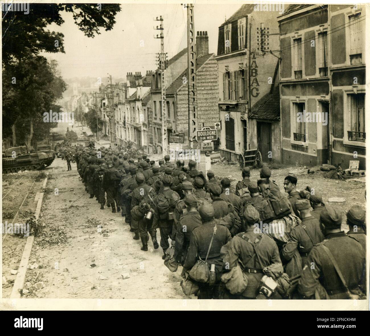 WW2 - Defender of Boulogne sur mer surrender - German Prisoners which were taken by the Canadian september 1944 - France Stock Photo