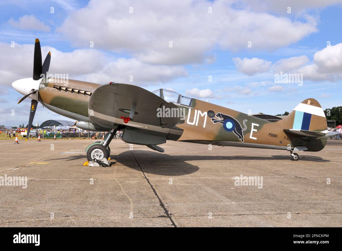 Second World War Vickers Supermarine Spitfire XIX fighter plane at Duxford, UK Stock Photo