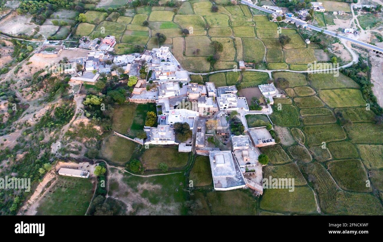 DRONE VIEW OF THE CITY Stock Photo