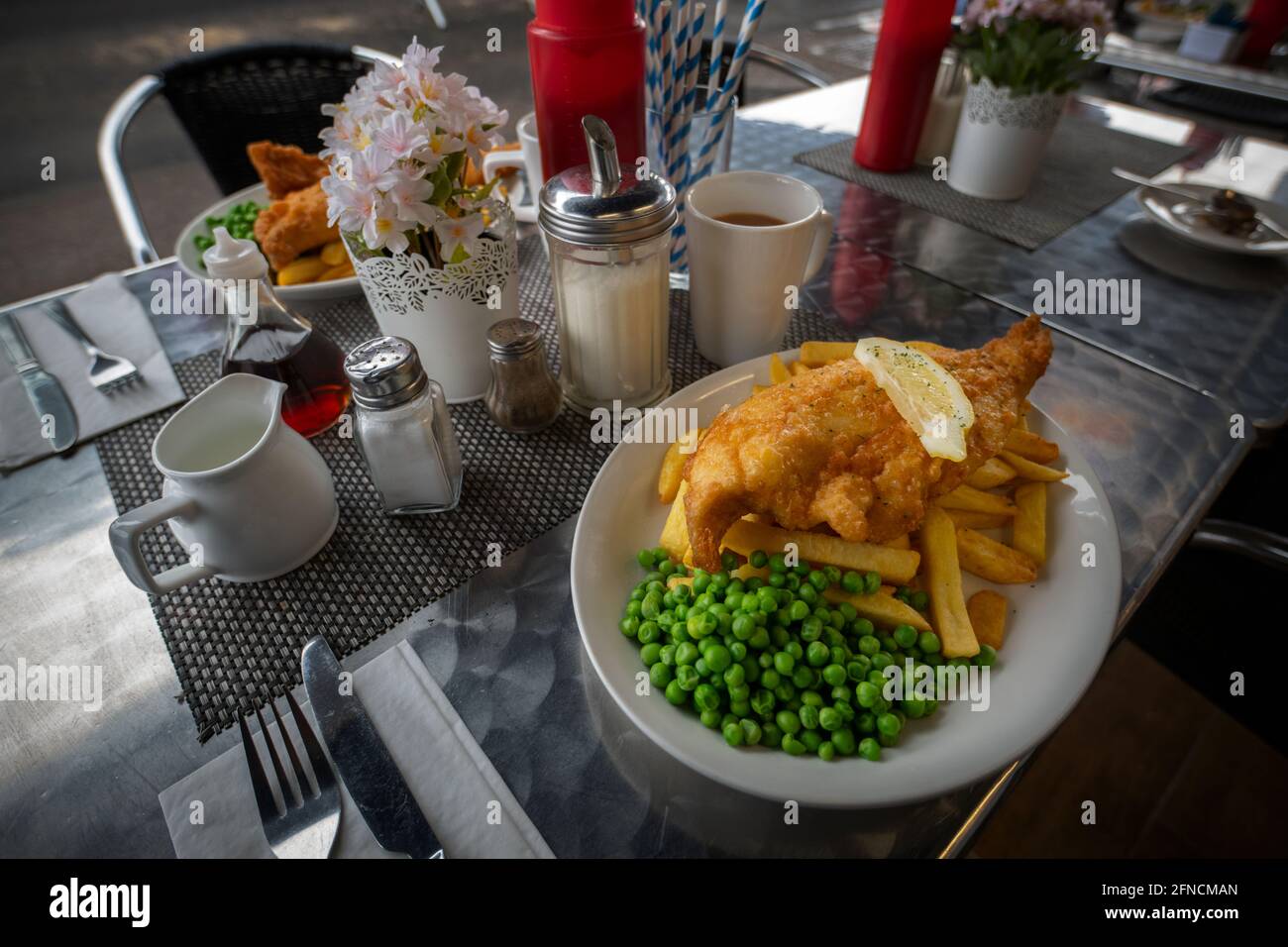Fish and Chips Southend on Sea Essex England UK 15 May 2021 Traditional seaside food on the sea front at Southend on Sea Essex UK a seaside town on th Stock Photo