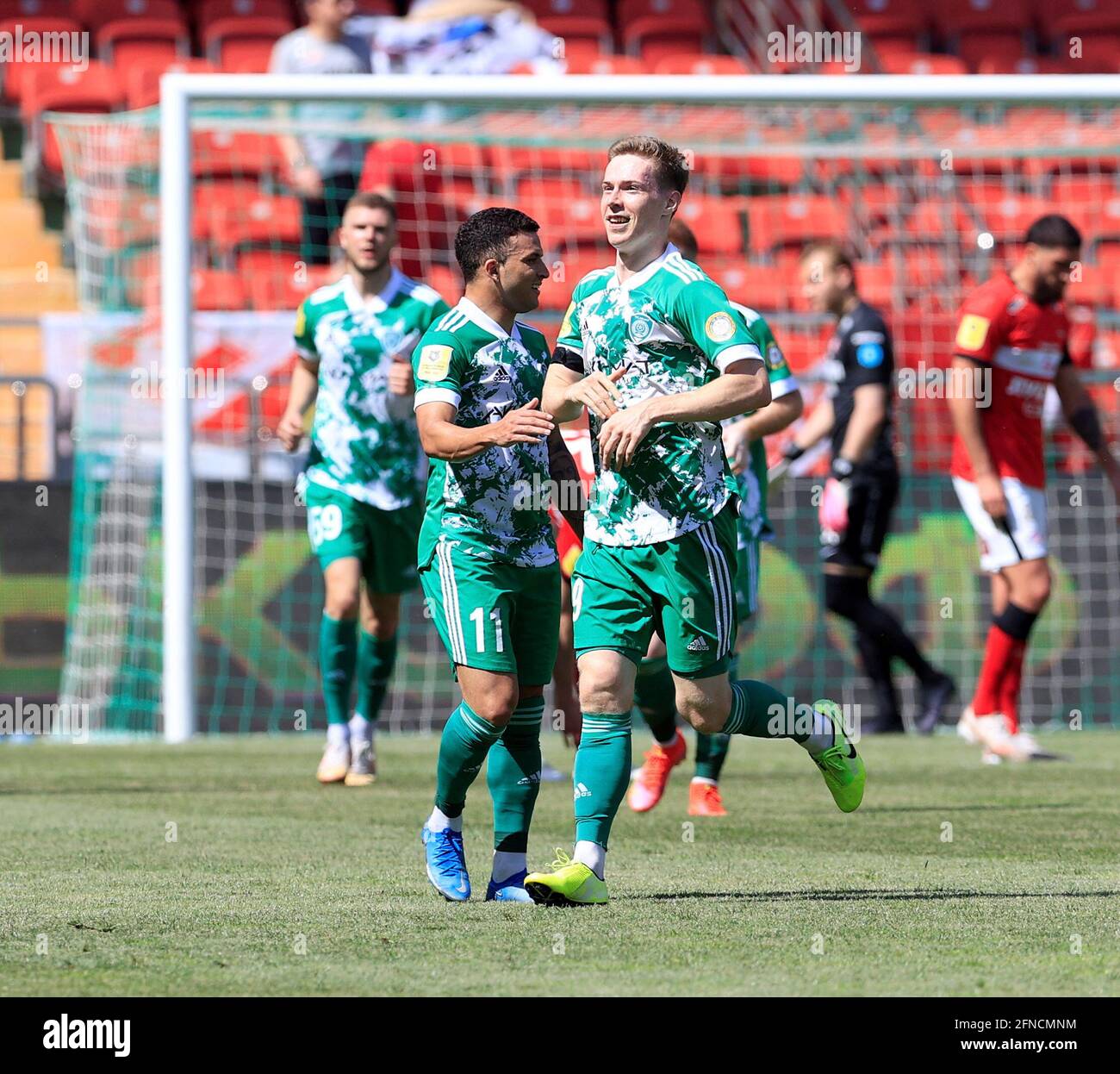 GROZNY, RUSSIA, MAY 16, 2021. The 2020/21 Russian Football Premier League. Round 30. Football match between Akhmat (Grozny) vs Spartak (Moscow) at Akhmat Arena in Grozny. Photo by Stupnikov Alexander/FC "Spartak" Stock Photo