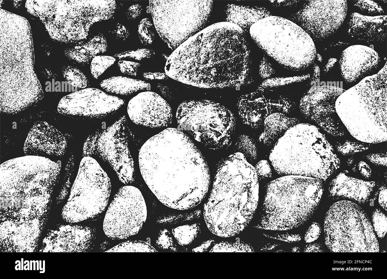 Distressed overlay texture of stones, rocks, pebbles, macadam. grunge background. abstract halftone vector illustration Stock Vector