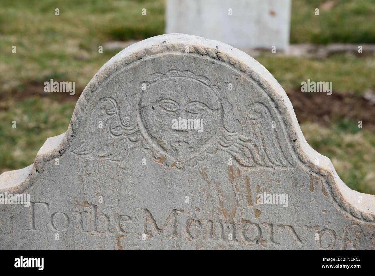 From a cemetary filled with interesting gravestones from the 18th Century Stock Photo