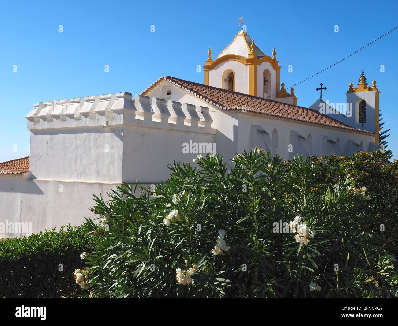 Church Igreja de Nossa Senhora da Luz de Lagos at praia da Luz, Algarve, Portugal Stock Photo
