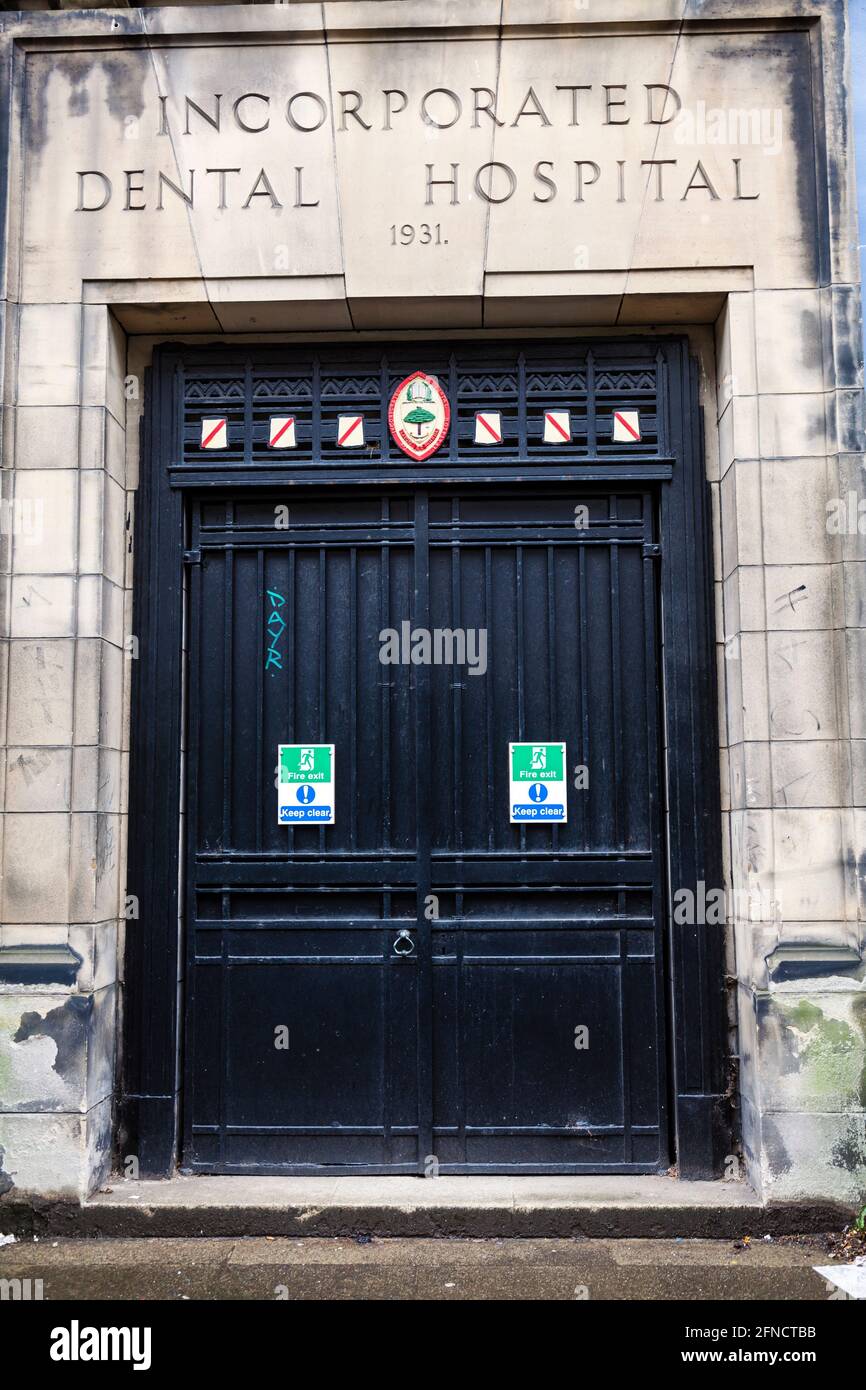 Glasgow Dental Hospital entrance, Renfrew Street, Glasgow, Scotland, UK