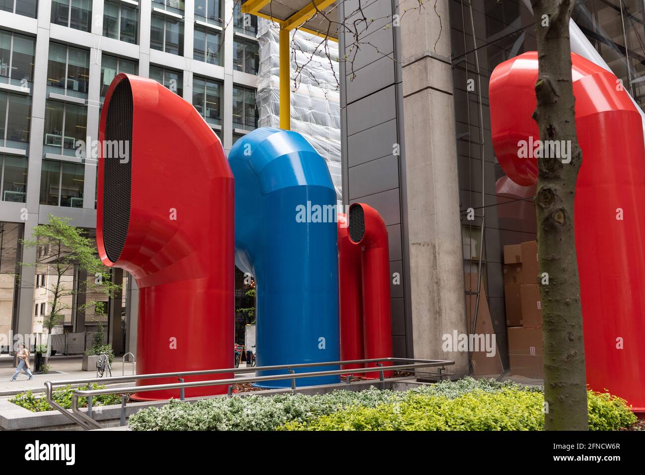 Air vents for underground construction with bright red and blue colours