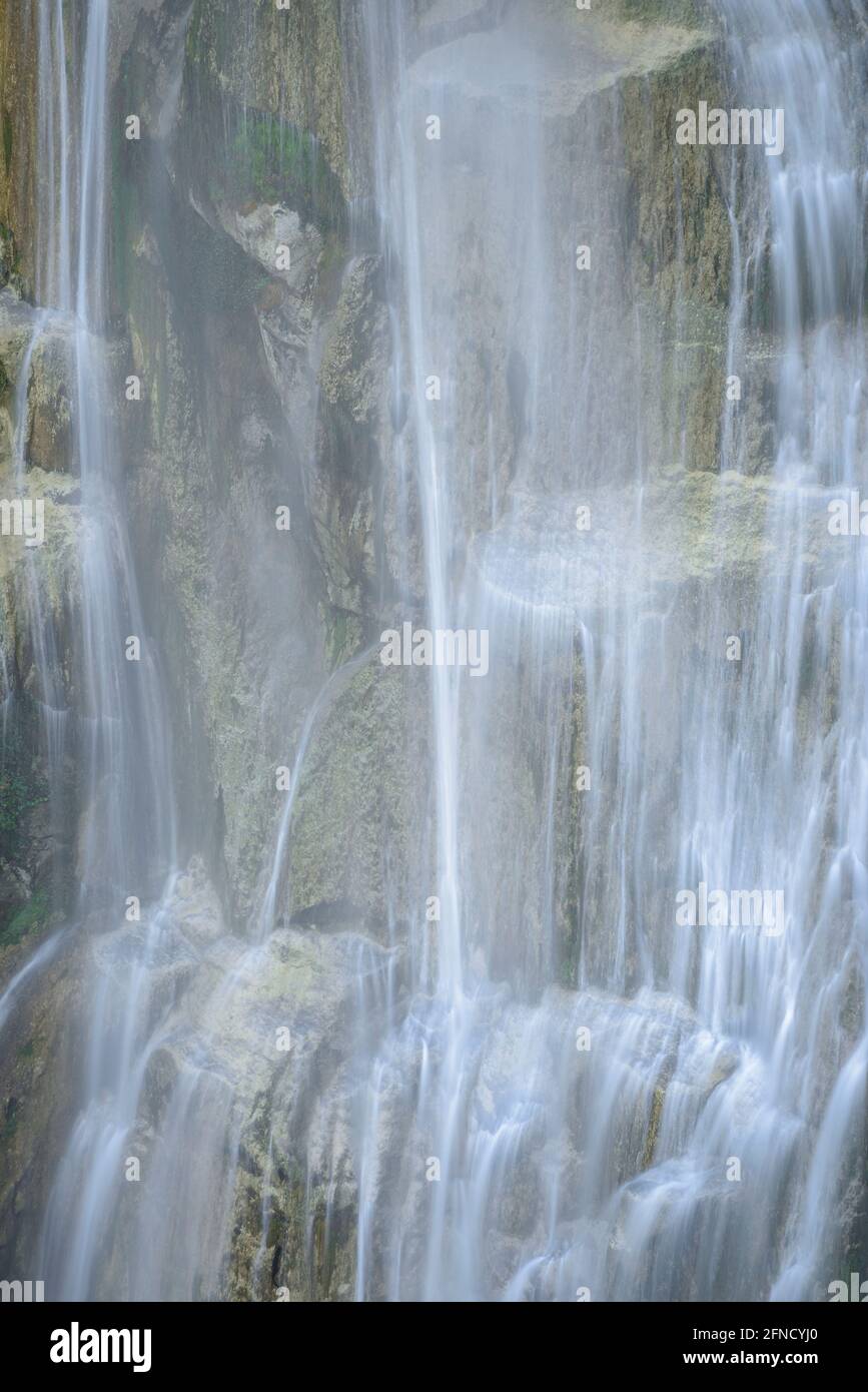 Sallent Cascade (Rupit) viewed from the waterfalls' viewpoint (Collsacabra, Catalonia, Spain) ESP: Salto de Sallent de Rupit desde el mirador Stock Photo