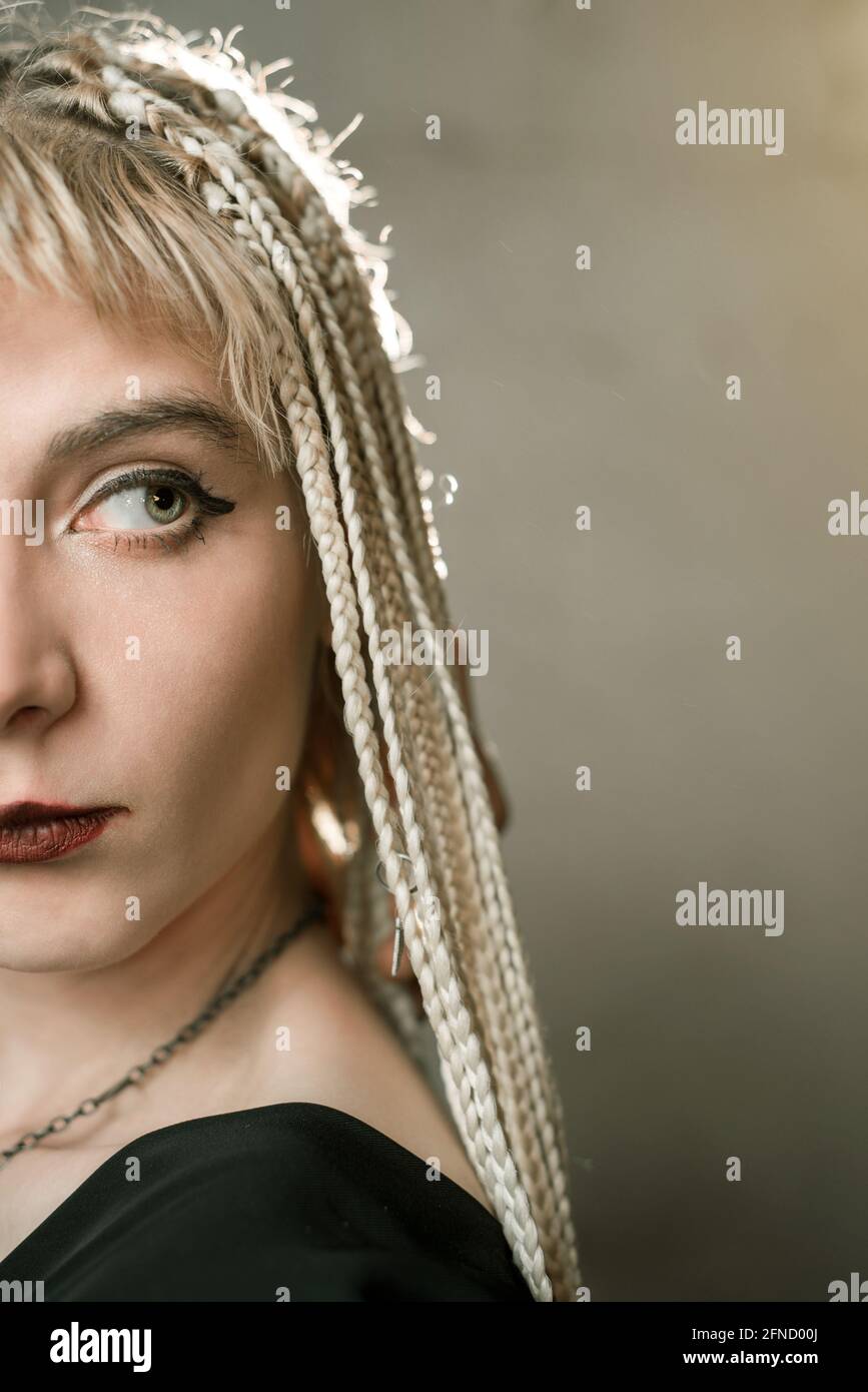 Hairstyle half face woman hi-res stock photography and images - Alamy