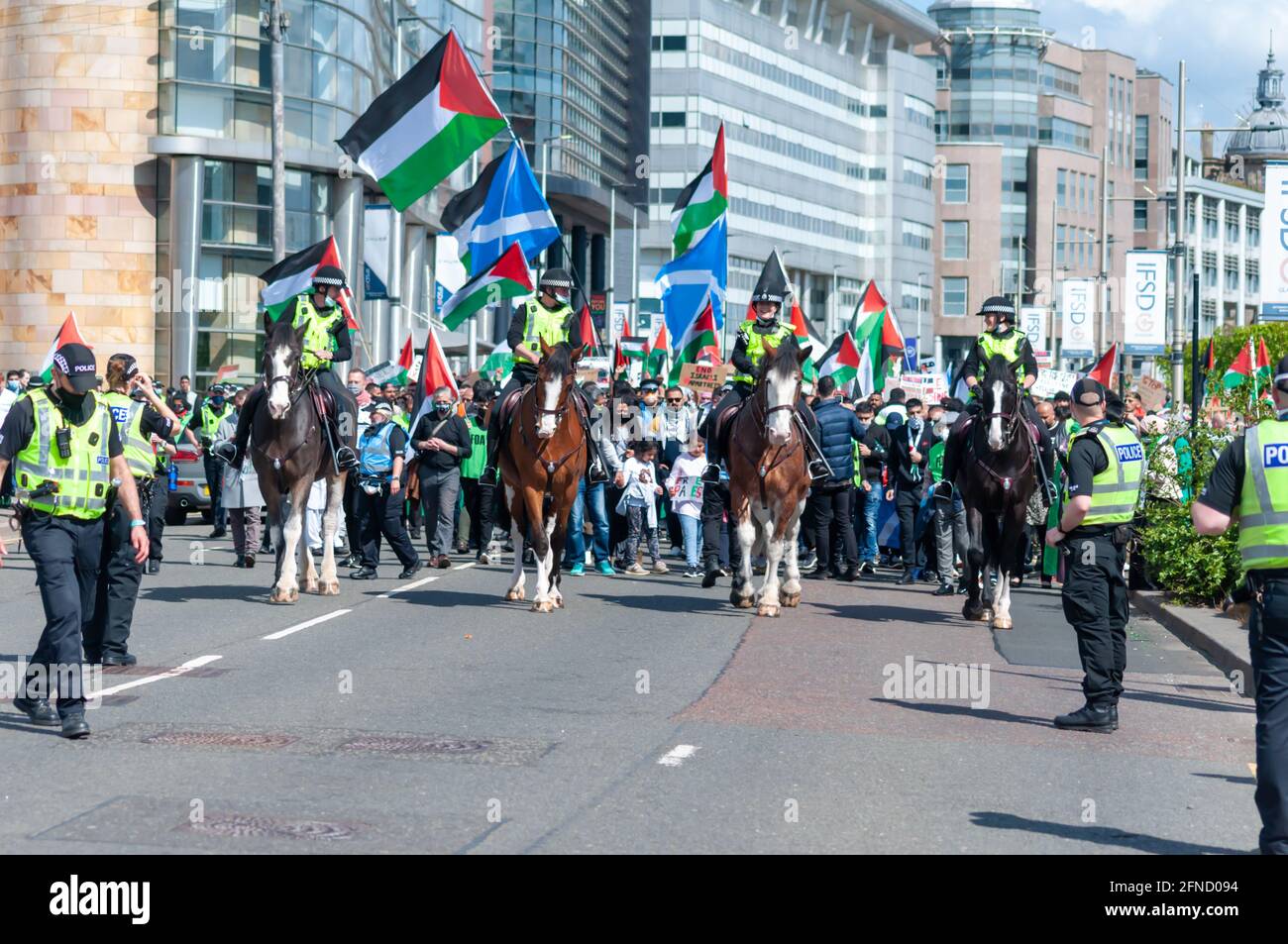 Glasgow, Scotland, UK. 16th May, 2021. People attend a rally in George ...