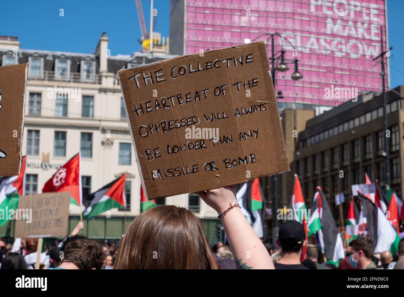 Glasgow, Scotland, UK. 16th May, 2021. People attend a rally in George ...