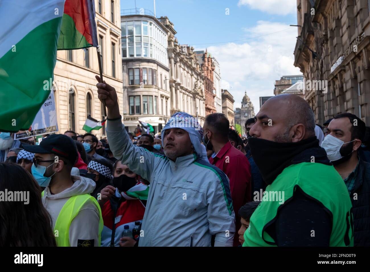 Glasgow, Scotland, UK. 16th May, 2021. People attend a rally in George ...