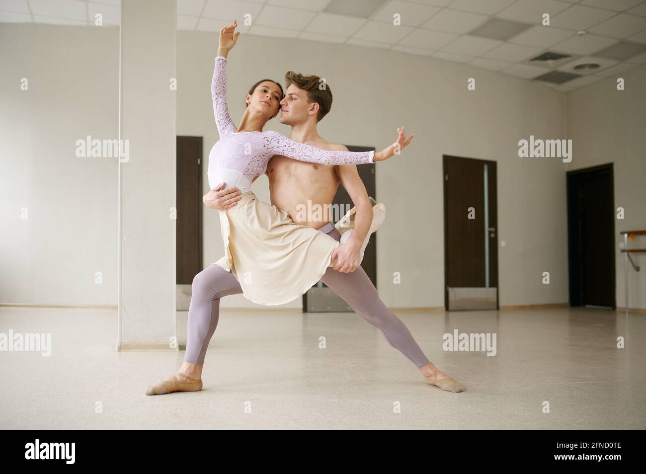 Couple of ballet dancers, performance in action Stock Photo