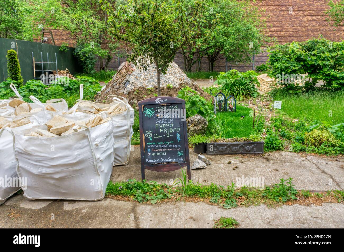 Open Day at Crossbones Garden on site of old burial ground in Southwark, South London. Stock Photo