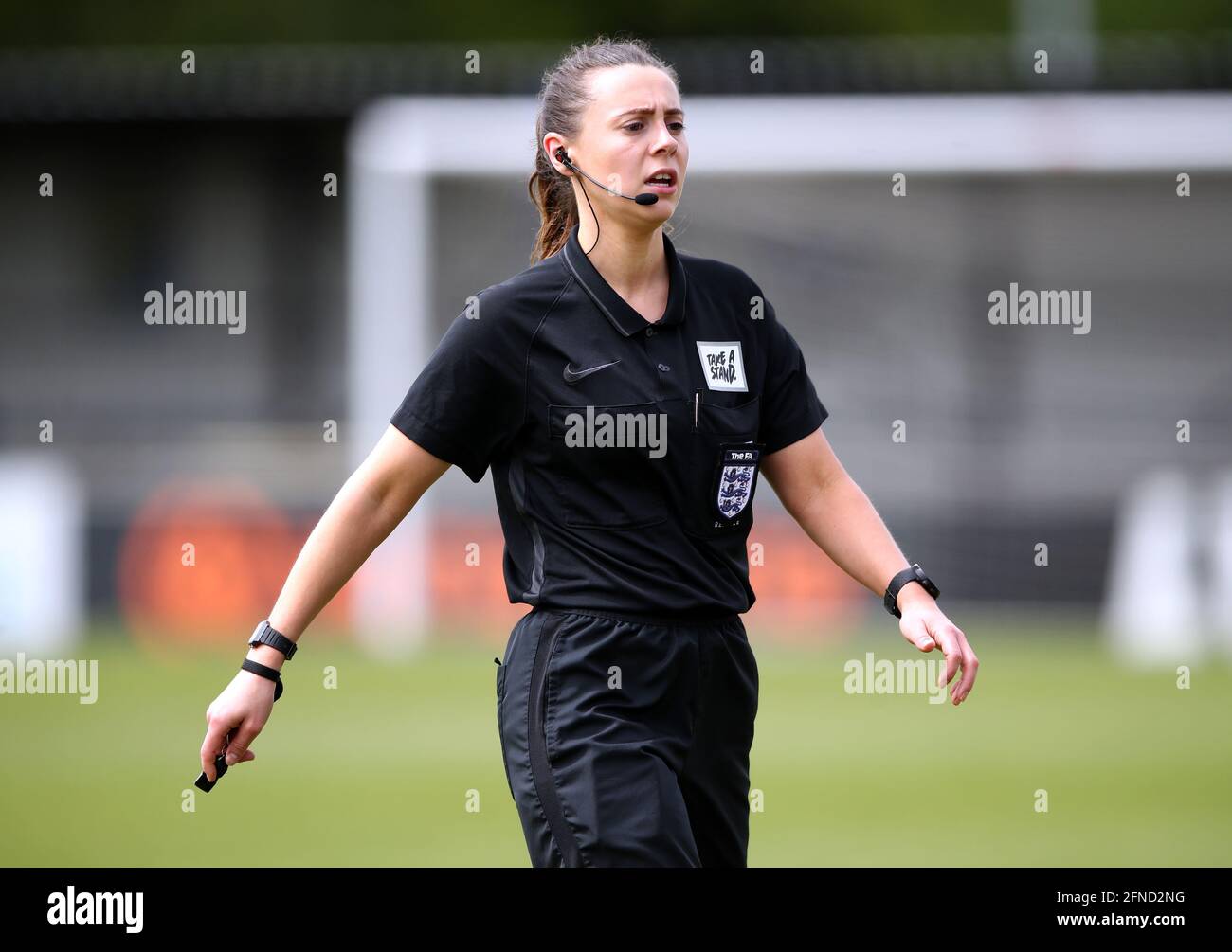 Referee Cristiana Hattersley during the Vitality Women's FA Cup fifth round match at the SportNation.bet Stadium, Birmingham. Picture date: Sunday May 16, 2021. Stock Photo