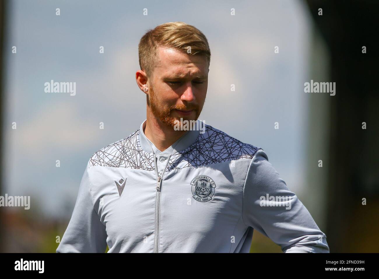 Airdrie, North Lanarkshire, 16th May 2021. Motherwell Women FC Coach, Stewart Hall prepares for todays Scottish Building Society Scottish Women's Premier League 1 Fixture Motherwell FC Vs Hibernian FC, Penny Cars Stadium, Airdrie, North Lanarkshire, 16th May 2021 | Credit Colin Poultney |  Credit: Colin Poultney/Alamy Live News Stock Photo