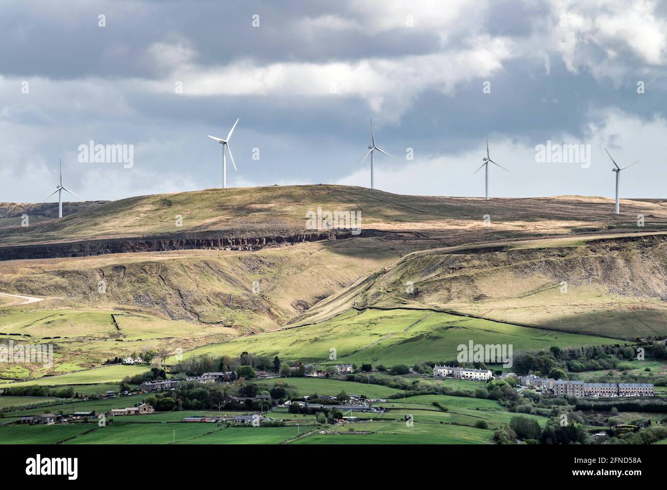 Scout Moor wind farm, between Rochdale and Bury. Stock Photo