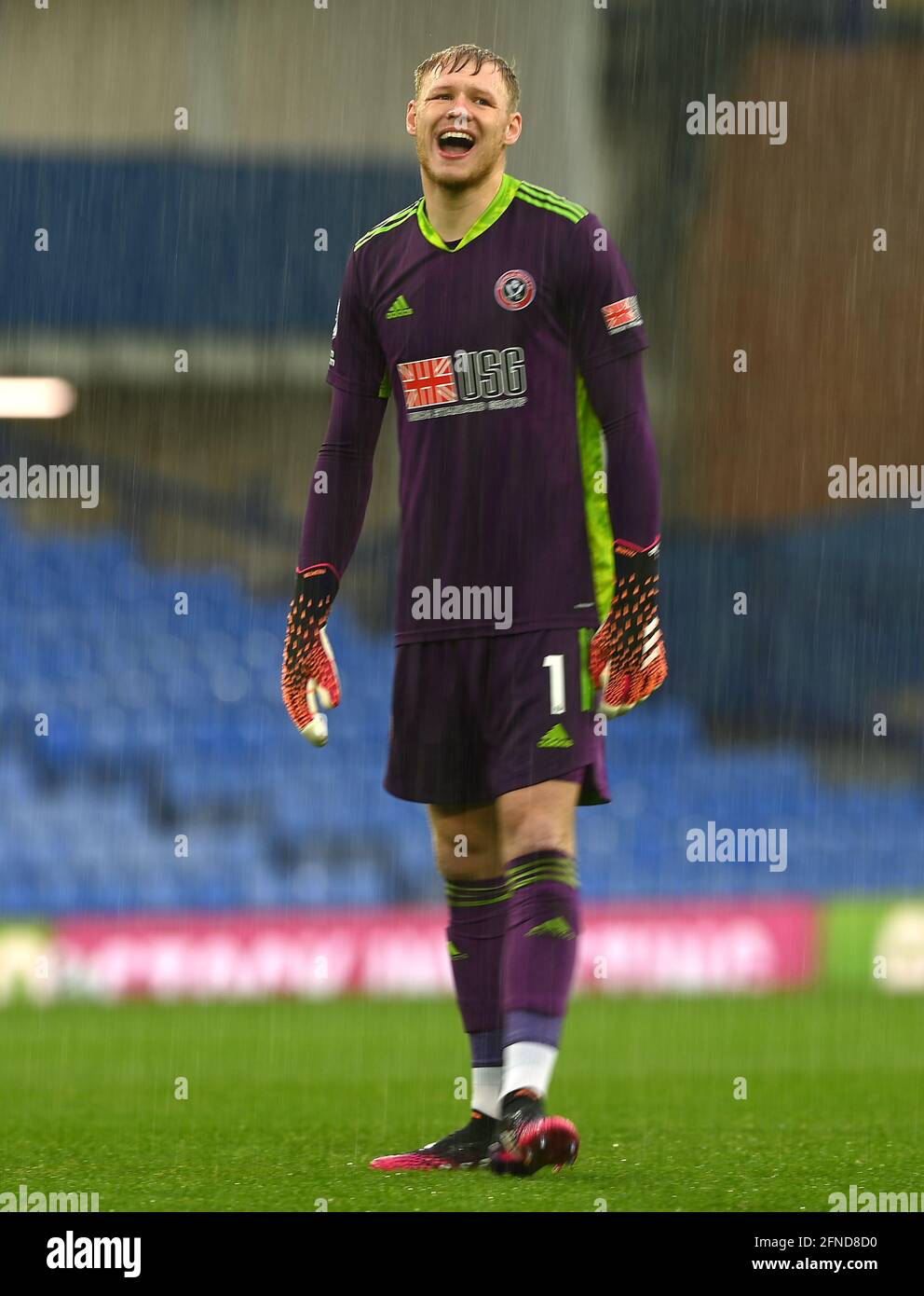 Sheffield United goalkeeper Aaron Ramsdale during the Premier League match at Goodison Park, Liverpool. Picture date: Sunday May 16, 2021. Stock Photo