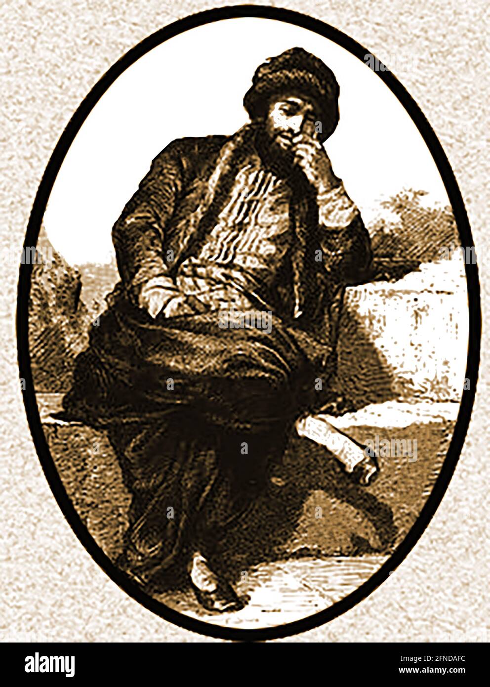 An 1864 engraving showing a Jewish resident of Salonica ( also known as Thessalonica, Thessaloniki or Saloniki )   the second-largest city in Greece. Romaniotes  also known as 'Greek Jews  can be traced back to at least the fourth century BC. Greece historically had a large population of Sephardi Jews, particularly resident in  the city of Salonica  which was known as the Mother of Israel. Stock Photo