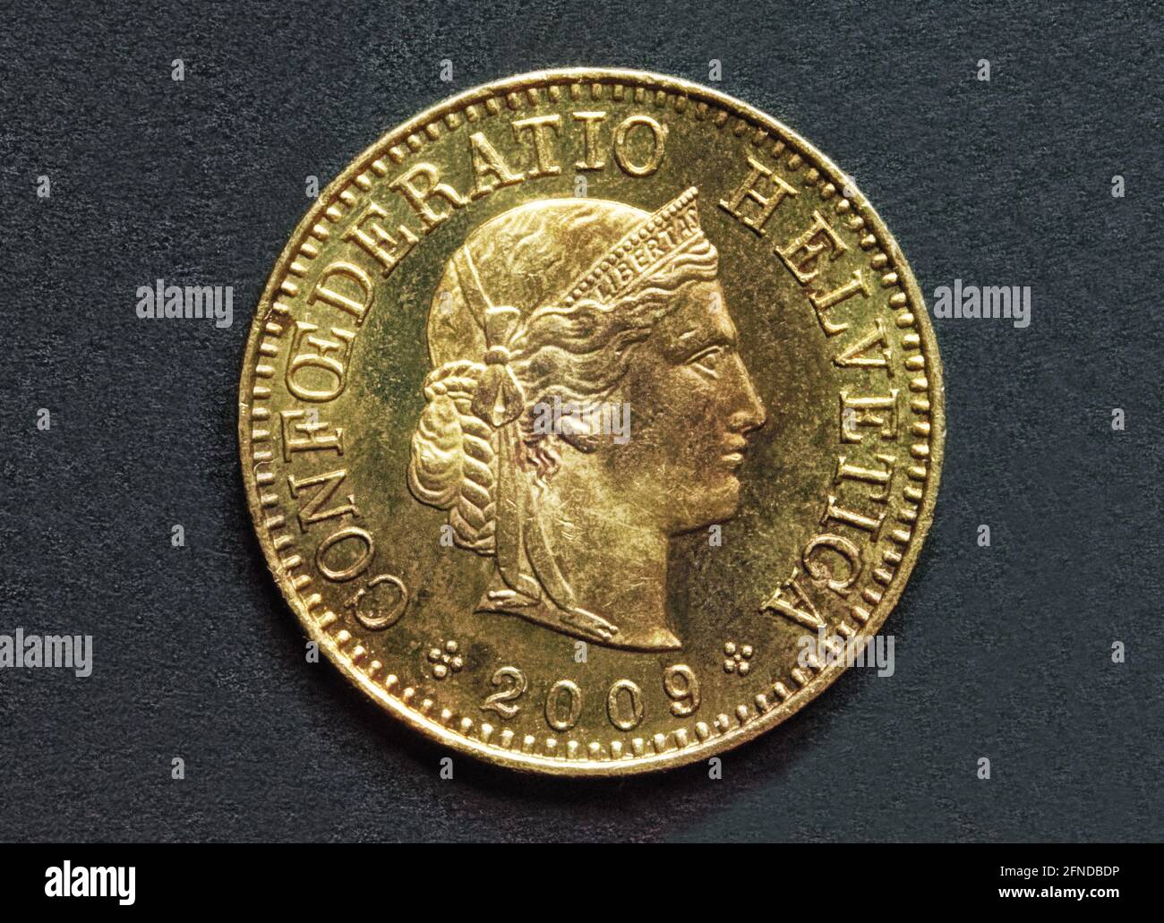 Photo coins,5 rappen, 2009, Switzerland Stock Photo