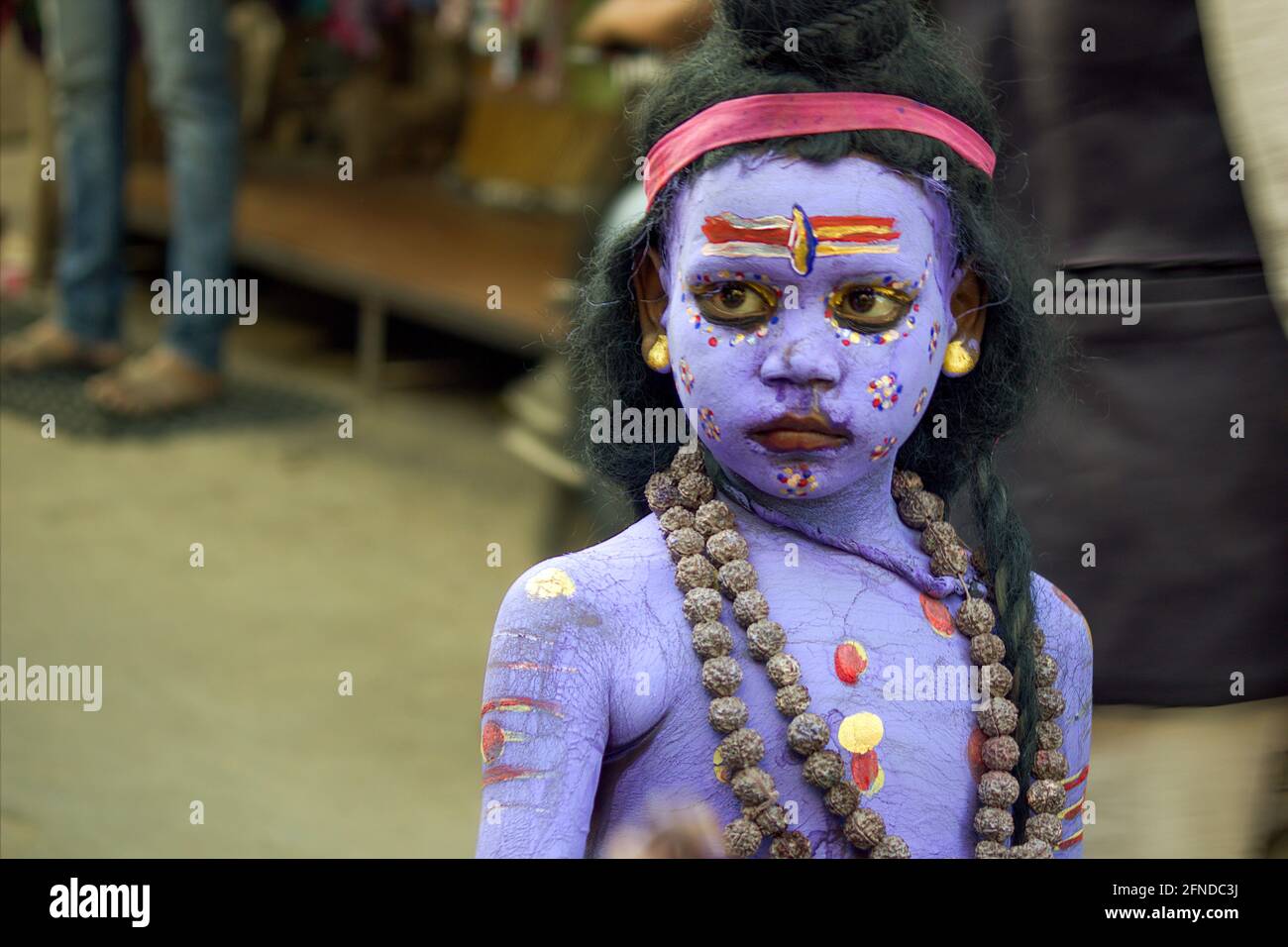 Pushkar, India - November 10, 2016: A little kid boy dressed up or ...