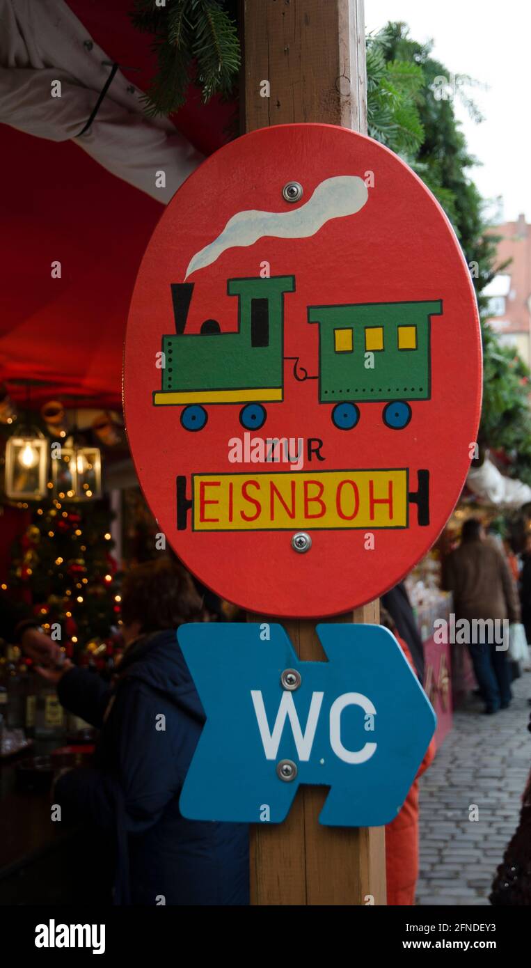 WC sign Nuremburg Christmas Market Germany Stock Photo