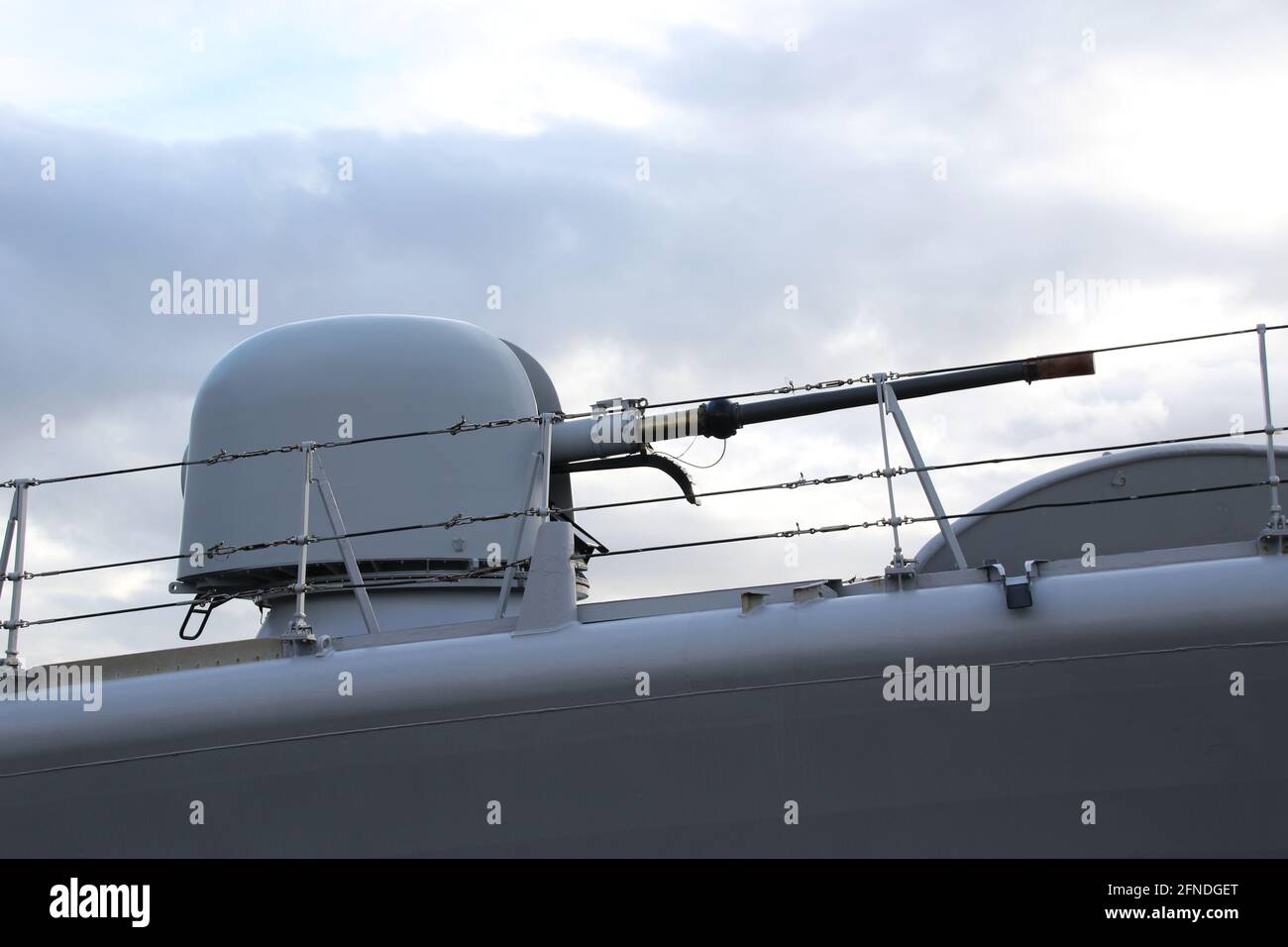 An OTO Melara (Otobreda) 76mm gun, the main weapon on the Royal Netherlands Navy's HNLMS Van Amstel (F831). Stock Photo