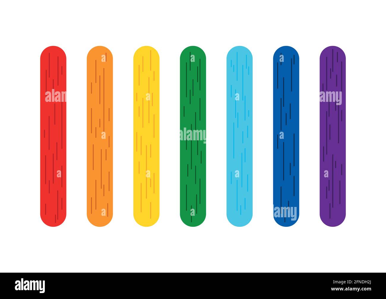 Rainbow color popsicle stick for game or ice cream set. Stock Vector