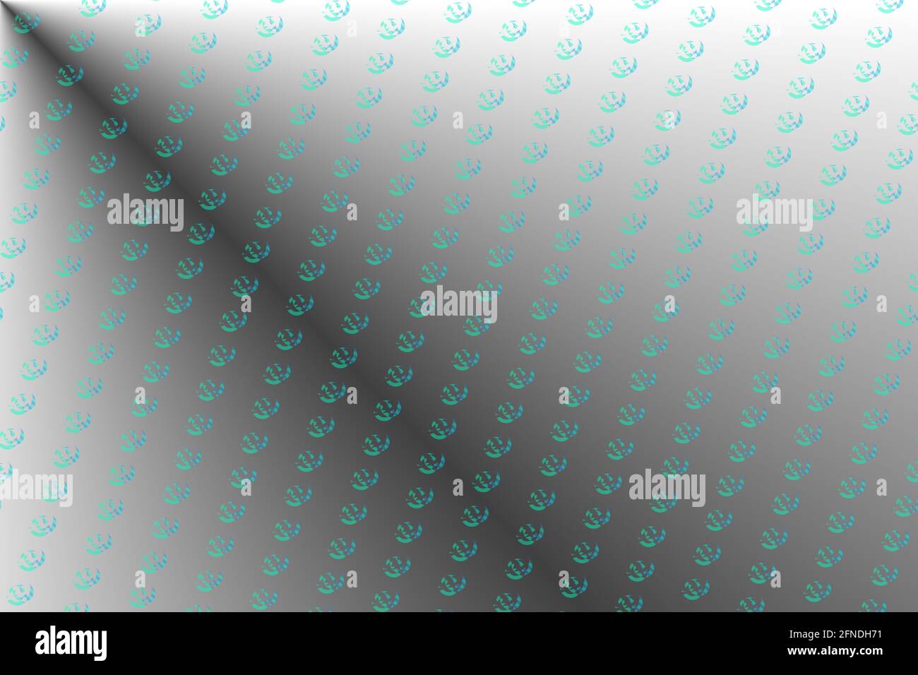 Focus ont he floating teal pattern with light and shades - Digital background pattern Stock Photo