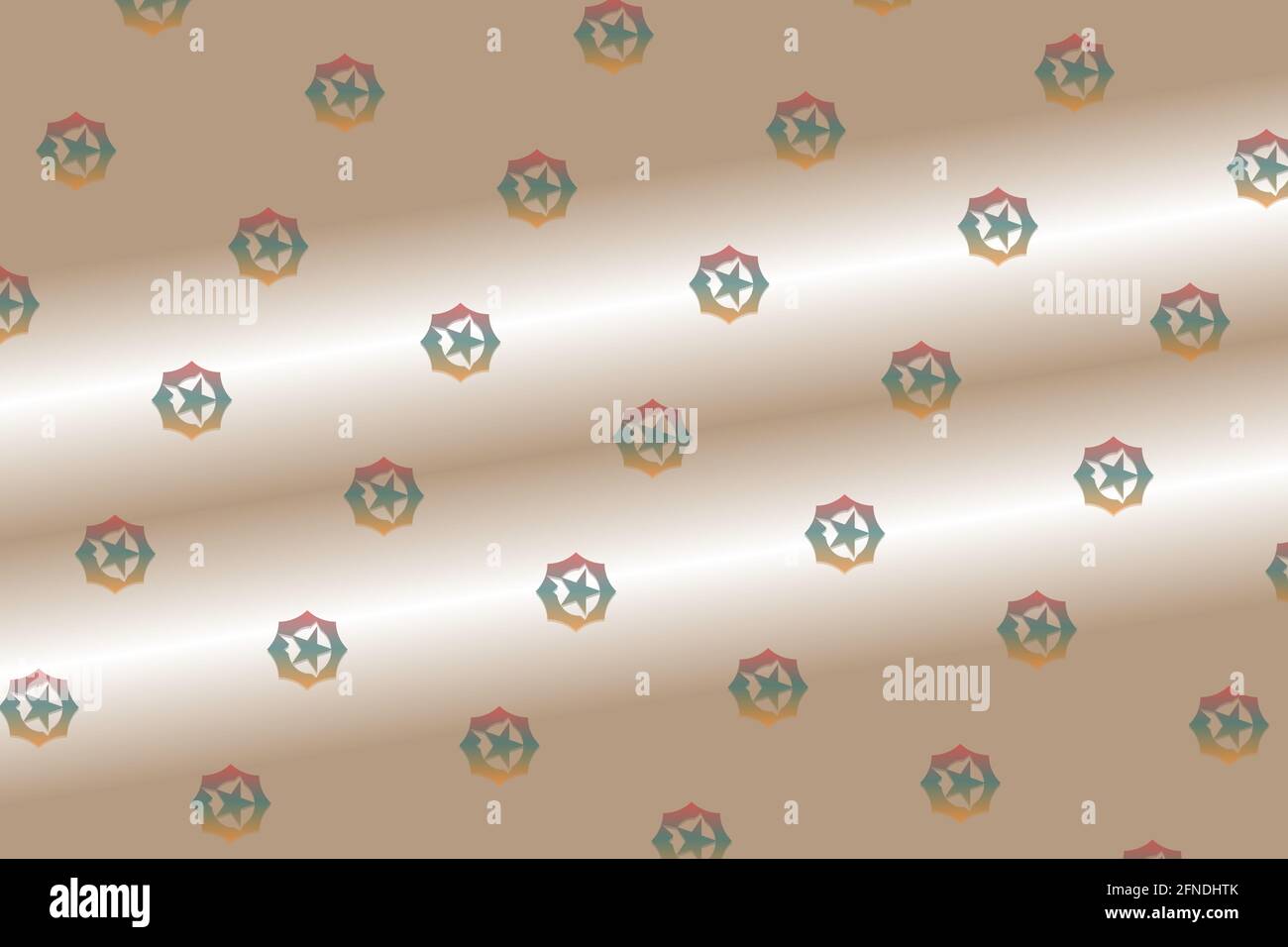 Hexagonal star floating over the golden digital sand- Digital background pattern Stock Photo
