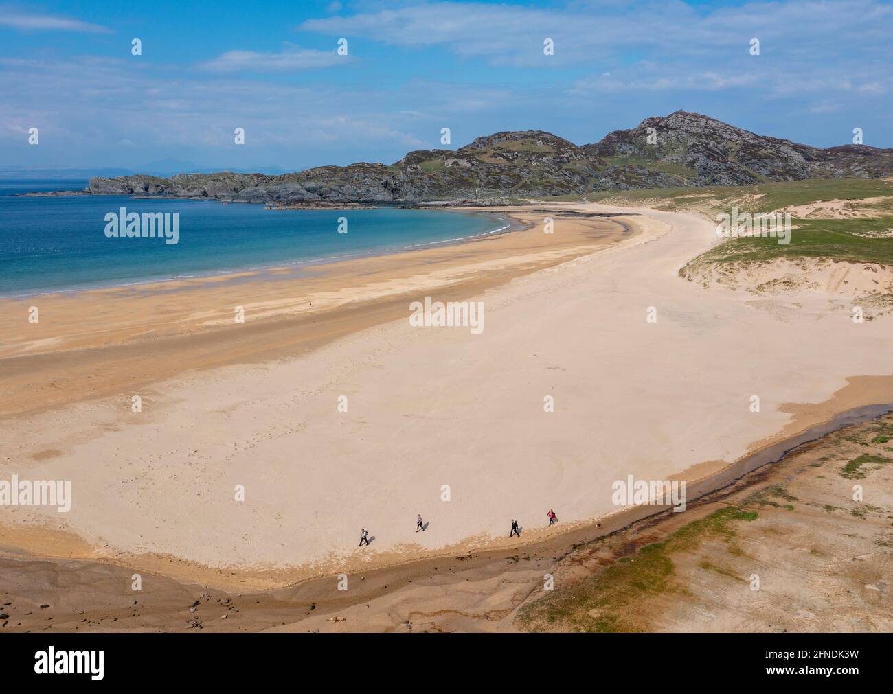 Aerial view of the beach at Kiloran Bay on the Isle of Colonsay, Inner Hebrides, Argyll and Bute, Scotland Stock Photo