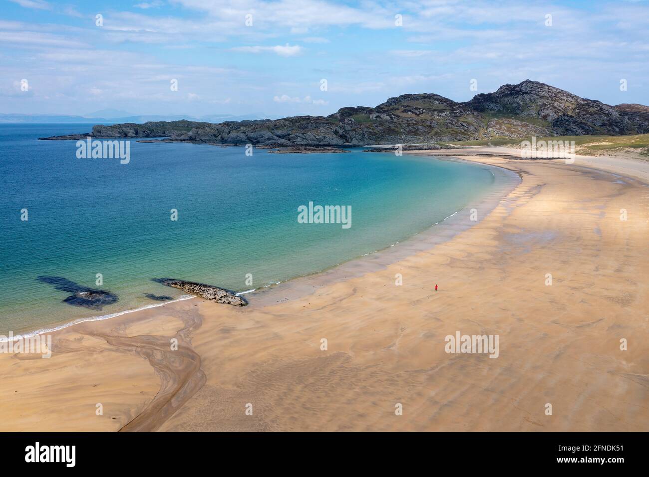 Aerial view of the beach at Kiloran Bay on the Isle of Colonsay, Inner