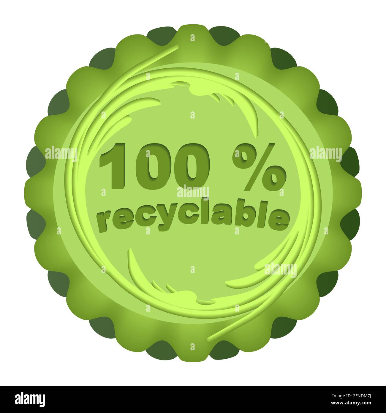 Label for recyclable and eco friendly products in green circle Stock