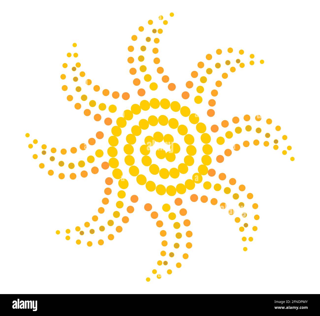 Simple sun motif composed of yellow and orange beads Stock Vector Image