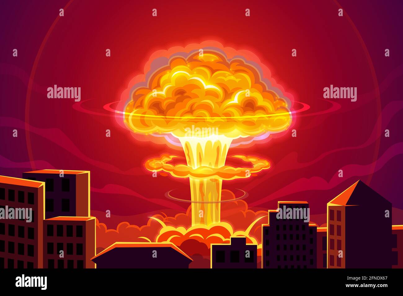 Atomic bomb explosion in city cartoon vector background. Nuclear power  plant accident, mass destruction weapon at war conflict. Nuclear explosion  blas Stock Vector Image & Art - Alamy