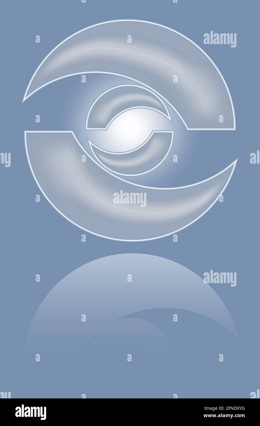 Abstract metal 3d circle shape with mirror reflection. Isolated design convex element vector eps10 Stock Vector