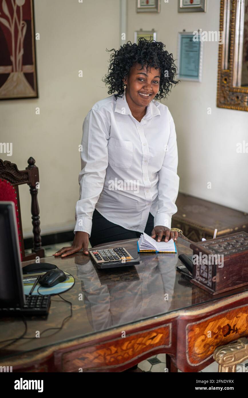 Real authentic African black businesswoman in the office Stock Photo ...