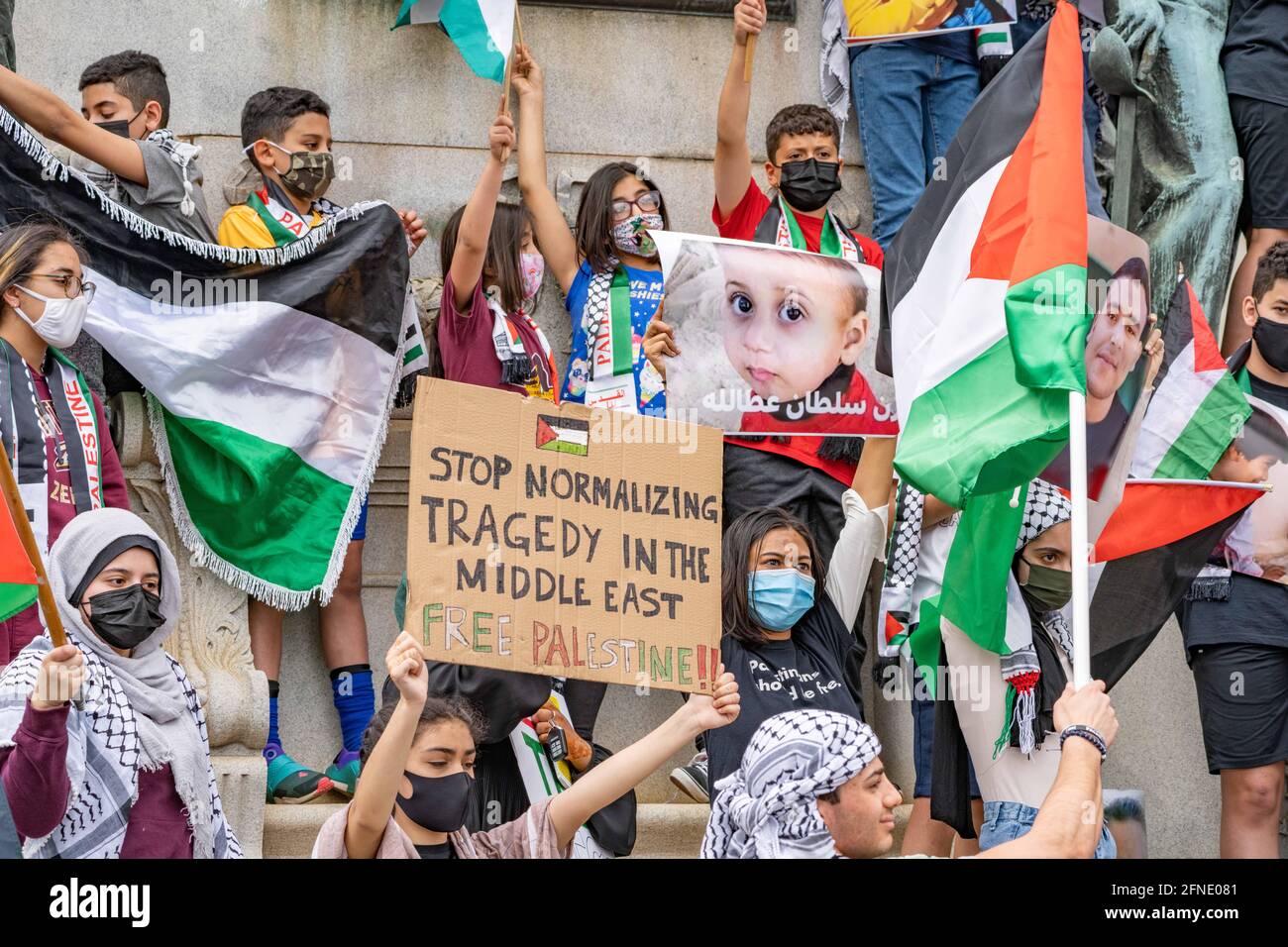 Allentown, Pennsylvania, USA. 16th May, 2021. Palestinian children