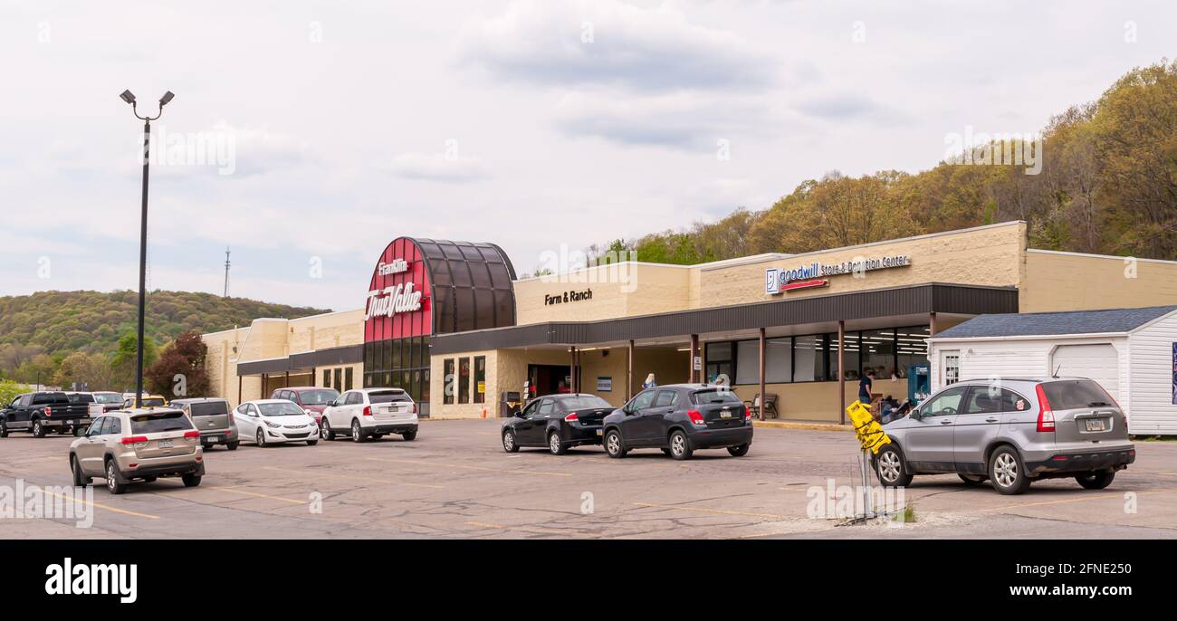 A strip mall in Franklin, Pennsylvania, USA Stock Photo