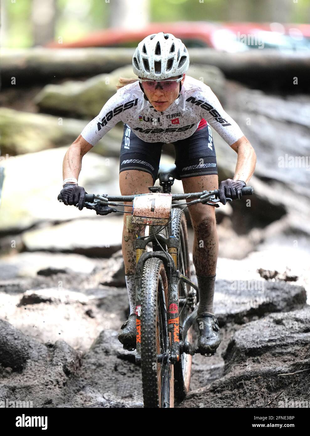 Loana Lecomte (FRA) winner during UCI Mountain Bike World Cup on May, 16  2021, in Nove Mesto Na Morave in Czech Republic Credit: SCS/Soenar  Chamid/AFLO/Alamy Live News Stock Photo - Alamy