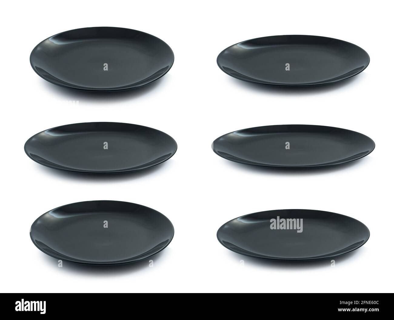 collection of ceramic black plate on white background Stock Photo Alamy