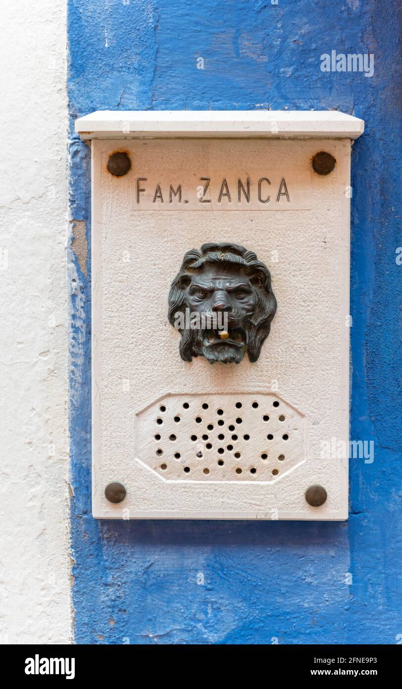 Doorbell in the shape of a lion, Venice, Veneto, Italy Stock Photo