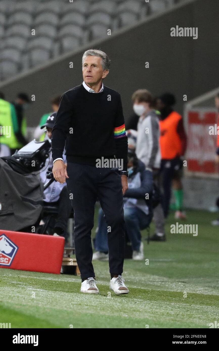 Claude PUEL coach Saint-Etienne during the French championship Ligue 1 football match between LOSC Lille and AS Saint-Etienne on May 16, 2021 at Pierre Mauroy stadium in Villeneuve-d'Ascq near Lille, France - Photo Laurent Sanson / LS Medianord / DPPI / LiveMedia Stock Photo