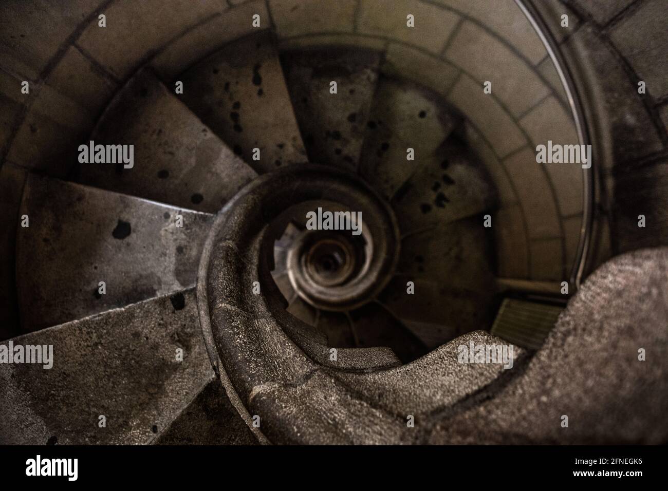 Spiral staircase in the Nativity Facade towers of Sagrada Familia in