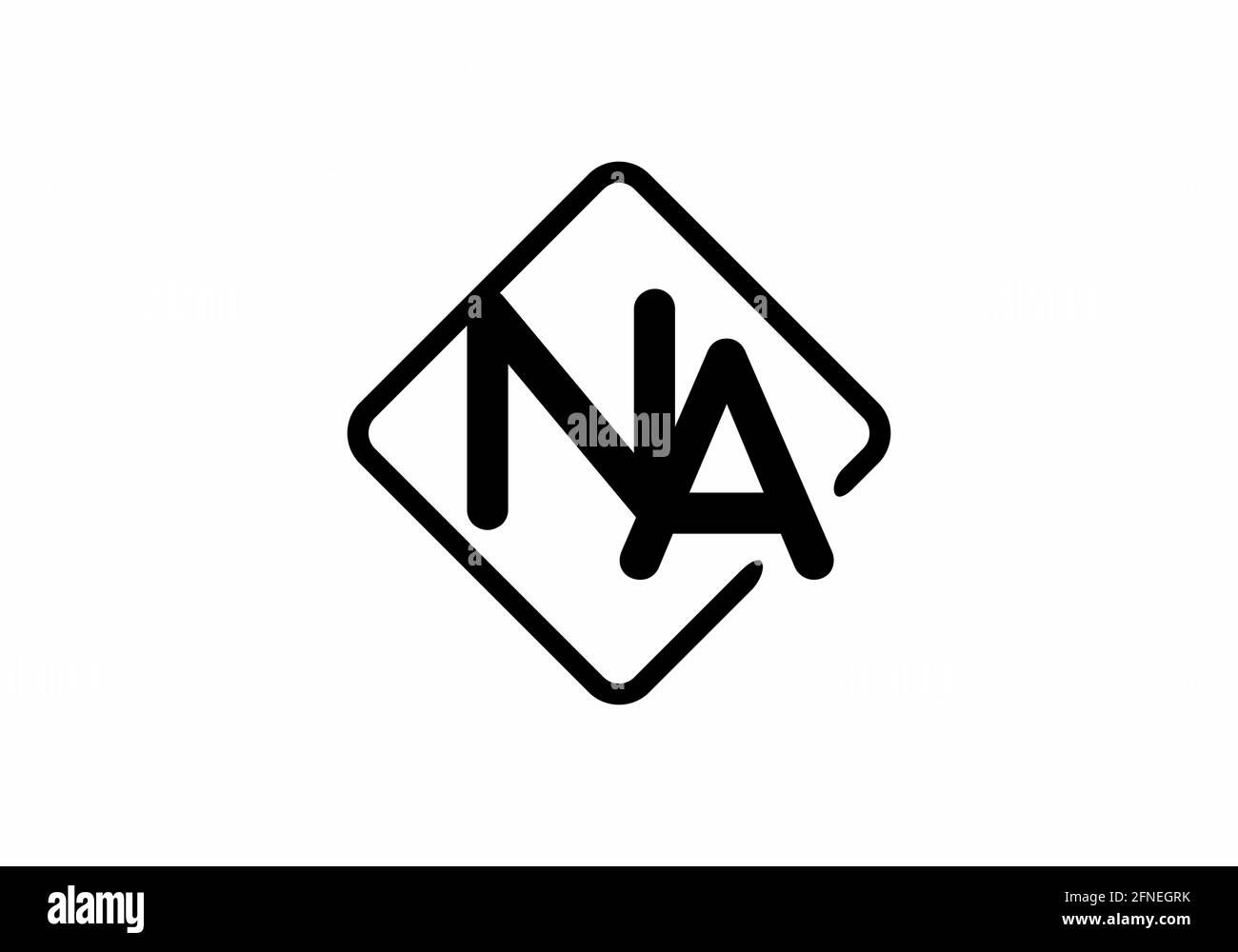 Black NA initial letter in square shape design Stock Vector