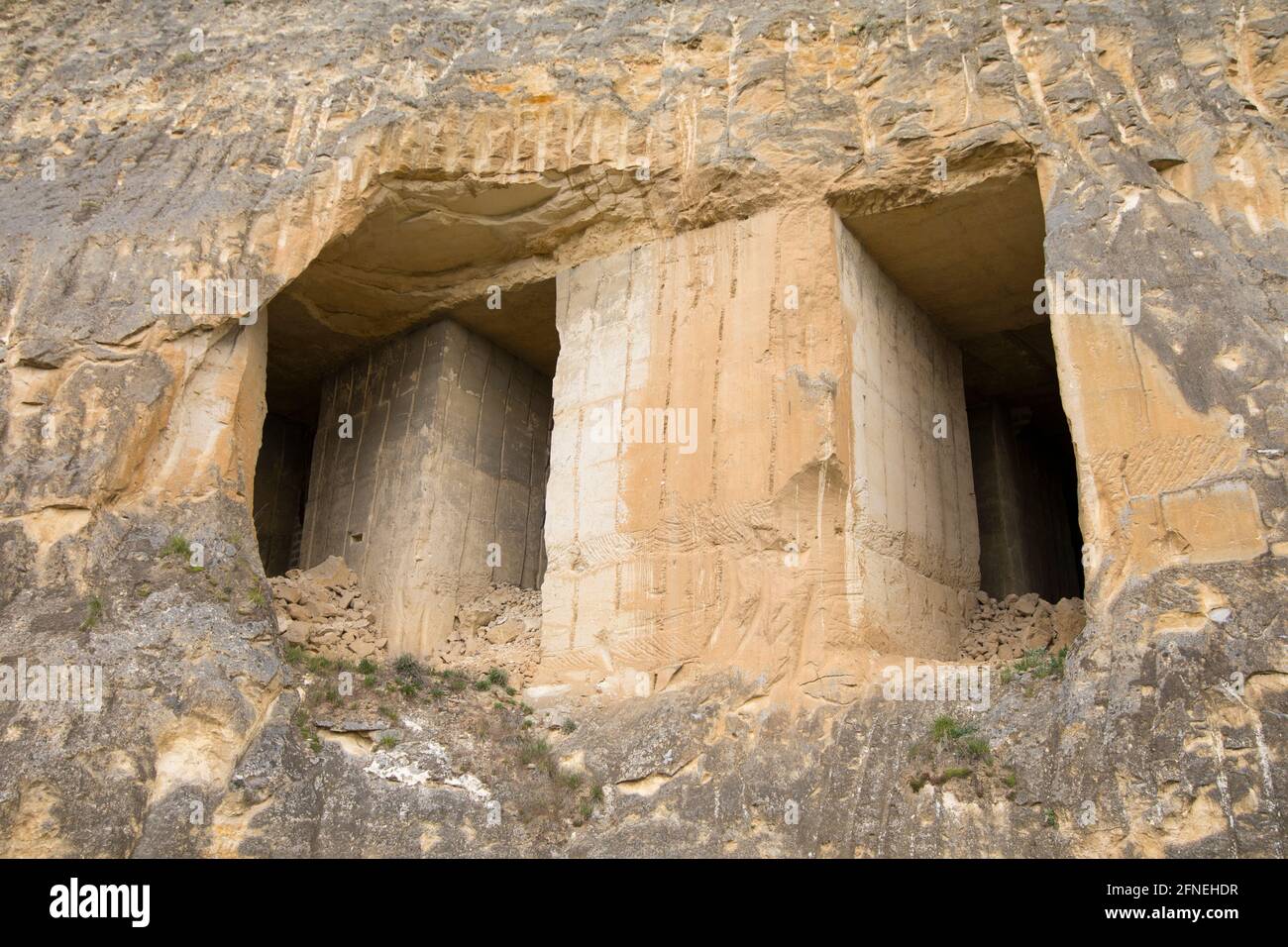 Caves made by men during the exploration of the cement quarry (now closed and open for public) at the Sint-Pieterserg in Maastricht, Netherlands Stock Photo